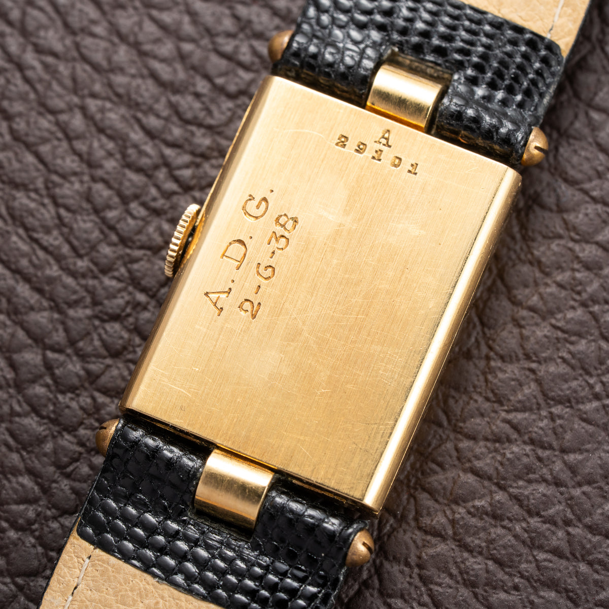 LeCoultre UniPlan Black Sector Dial 18K Yellow Gold from 1930s