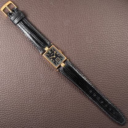 LeCoultre UniPlan Black Sector Dial 18K Yellow Gold from 1930s