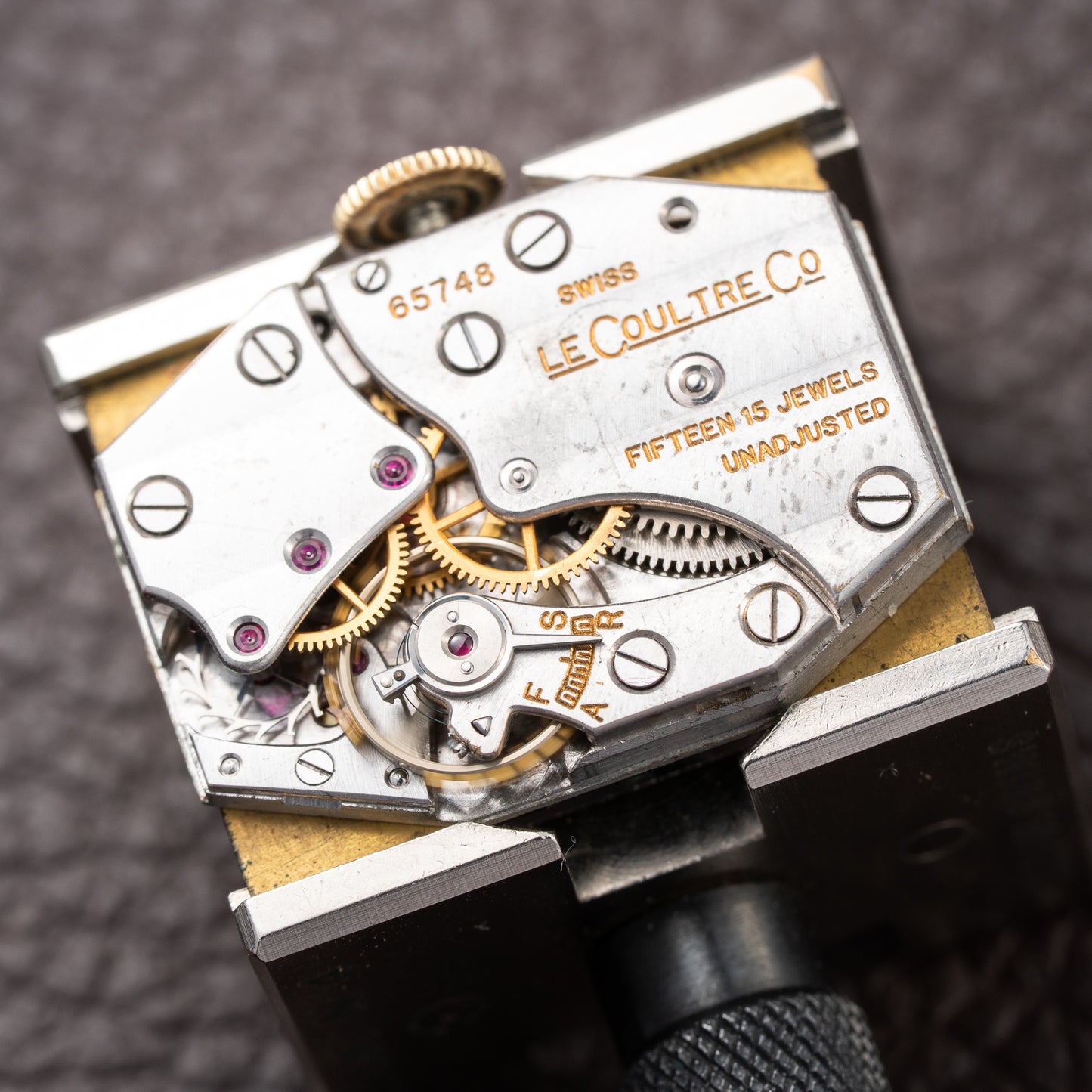 LeCoultre UniPlan Black Sector Dial 18K Yellow Gold from 1930s