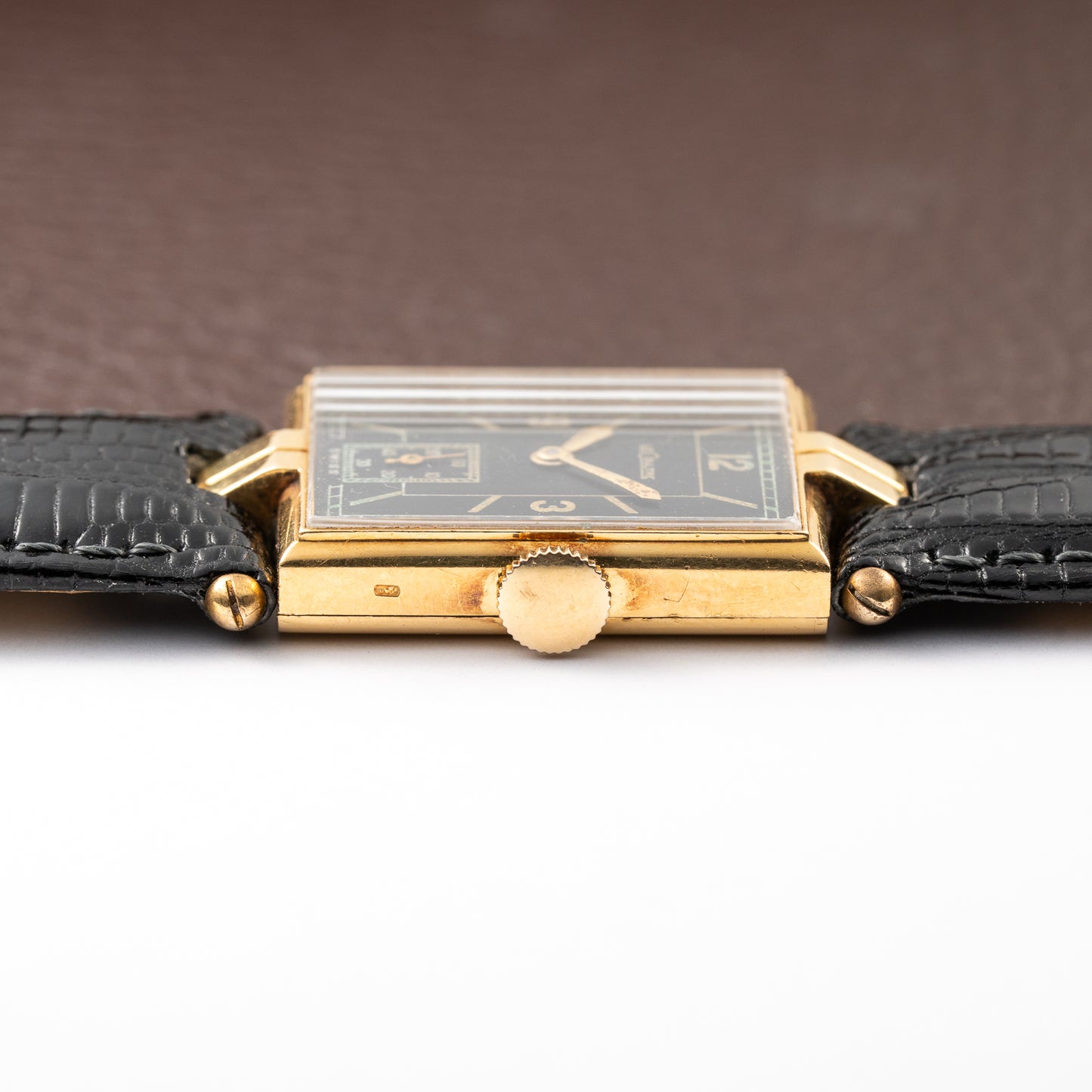 LeCoultre UniPlan Black Sector Dial 18K Yellow Gold from 1930s
