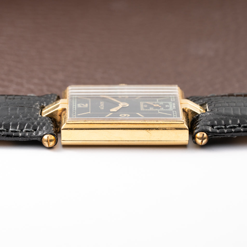 LeCoultre UniPlan Black Sector Dial 18K Yellow Gold from 1930s