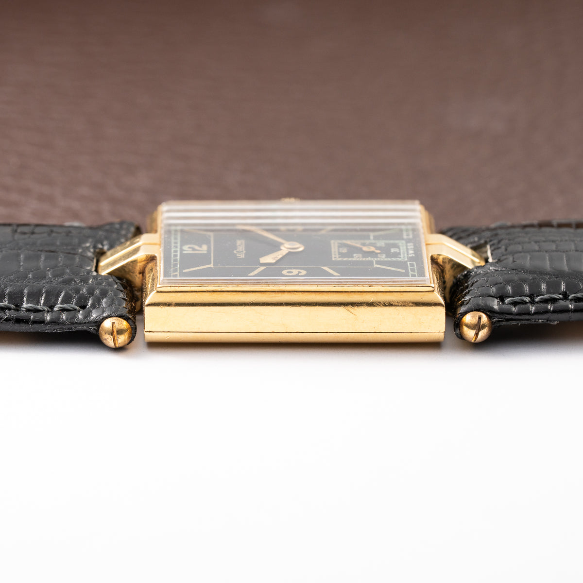 LeCoultre UniPlan Black Sector Dial 18K Yellow Gold from 1930s