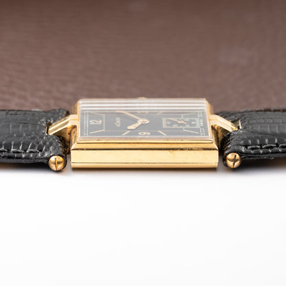 LeCoultre UniPlan Black Sector Dial 18K Yellow Gold from 1930s