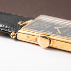 LeCoultre UniPlan Black Sector Dial 18K Yellow Gold from 1930s