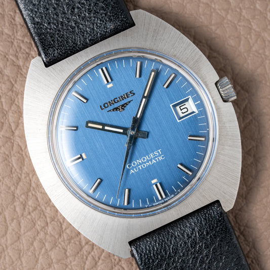 Longines Conquest Automatic Blue Dial NOS Ref. 1571 from 1970s
