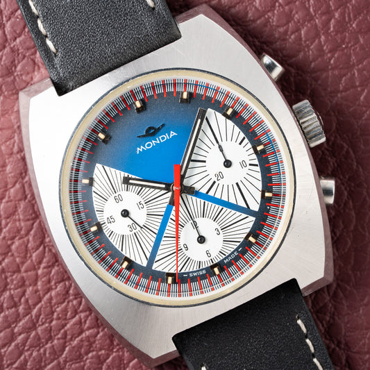 Mondia Chronograph Tropical Exotic Blue Vignette Dial Triple Register Valjoux 7736 Ref. 03-993-60