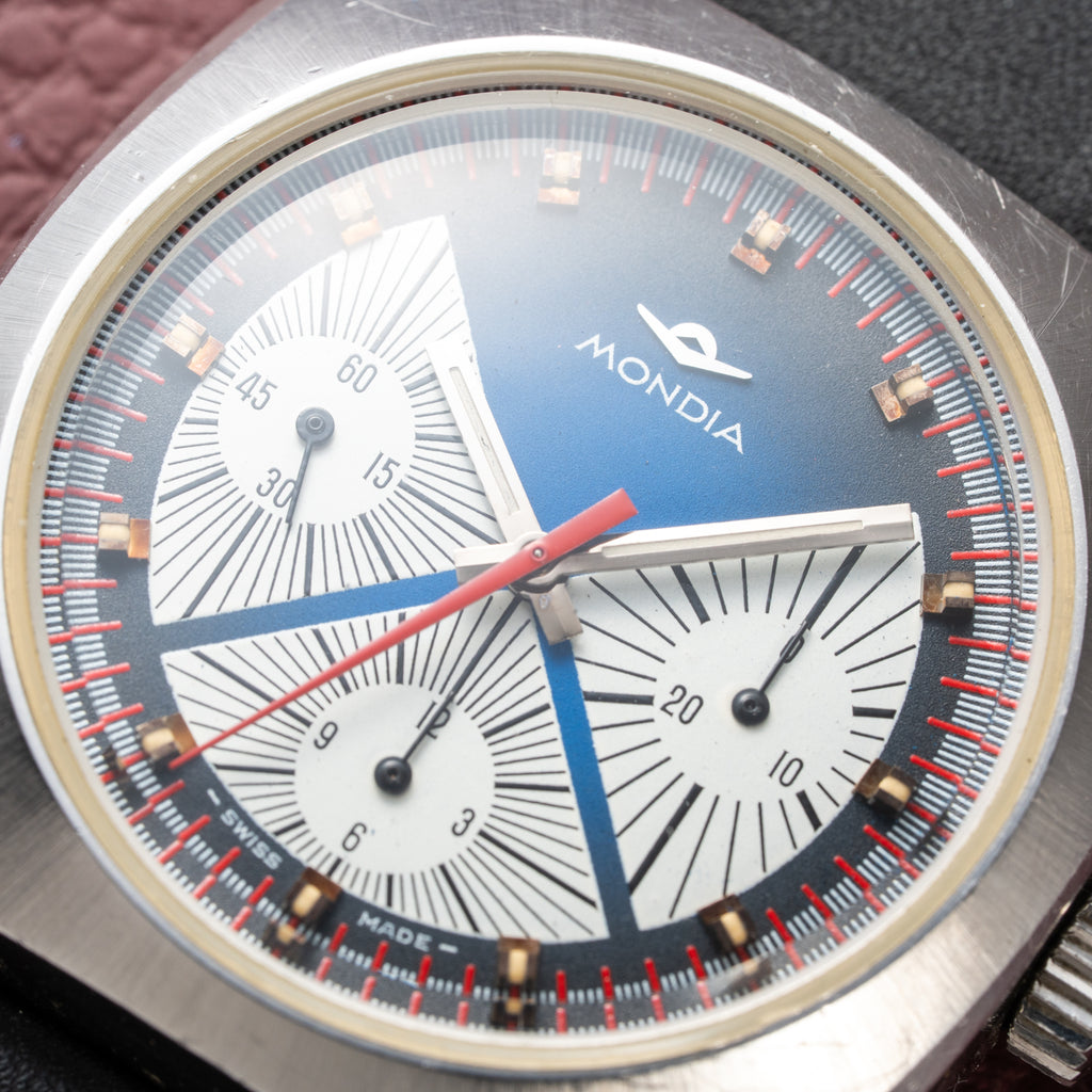 Mondia Chronograph Tropical Exotic Blue Vignette Dial Triple Register Valjoux 7736 Ref. 03-993-60