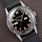 Movado Calendograf Triple Calendar Black Gilt Two Tone Thick Radium Dial Ref. 14816 Circa 1940s