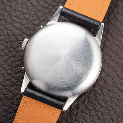 Movado Calendograf Triple Calendar Black Gilt Two Tone Thick Radium Dial Ref. 14816 Circa 1940s