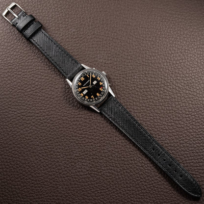 Movado Calendograf Triple Calendar Black Gilt Two Tone Thick Radium Dial Ref. 14816 Circa 1940s
