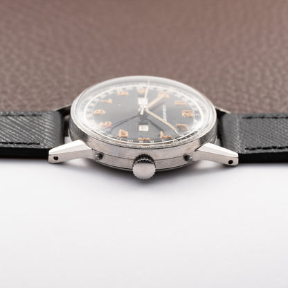Movado Calendograf Triple Calendar Black Gilt Two Tone Thick Radium Dial Ref. 14816 Circa 1940s