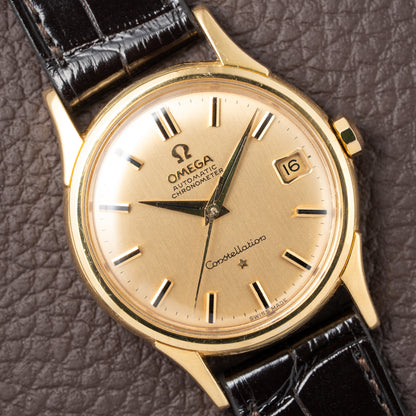 Omega Constellation DeLuxe Automatic Onyx Indices 18K Yellow Gold Ref. 14393 from 1959