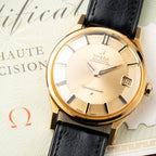 Omega Constellation Automatic DeLuxe Pie Pan Onyx Dial Dog-Leg Case Ref 168.005 from 1962 MUSEUM QUALITY