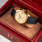 Omega Constellation C-Shape Automatic 18K Yellow Gold “OM Linen Dial” Box & Paperwork Ref. 168.017 from 1967