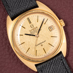 Omega Constellation C-Shape Automatic 18K Yellow Gold “OM Linen Dial” Box & Paperwork Ref. 168.017 from 1967