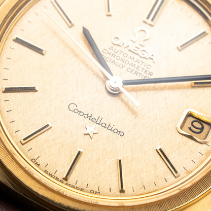Omega Constellation C-Shape Automatic 18K Yellow Gold “OM Linen Dial”  Ref. 168.017 from 1969