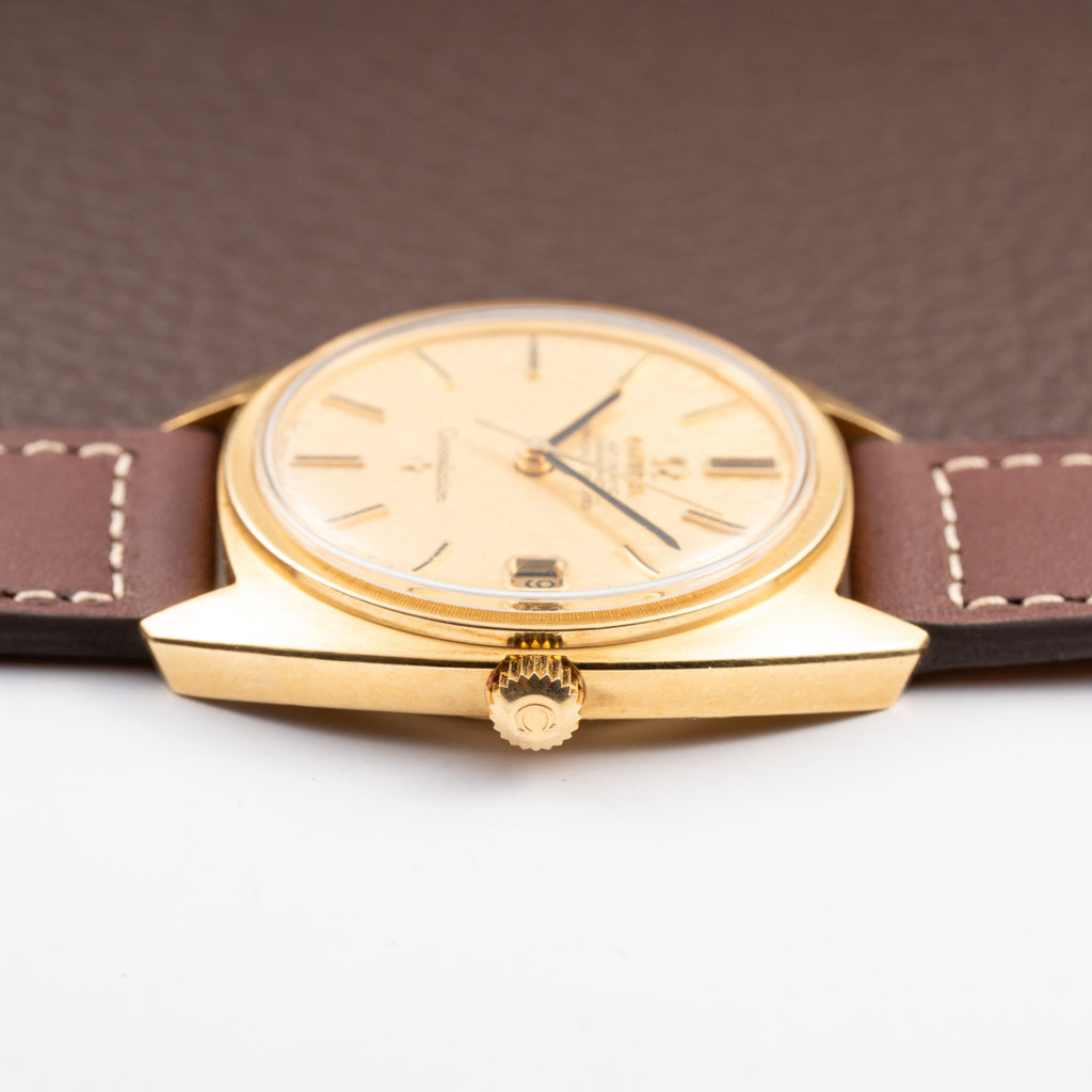 Omega Constellation C-Shape Automatic 18K Yellow Gold “OM Linen Dial”  Ref. 168.017 from 1969