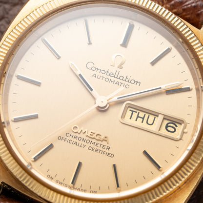 Omega Constellation C-Shape OM Dial 18K Yellow Gold Fluted Bezel Ref. 168.0057 from 1972