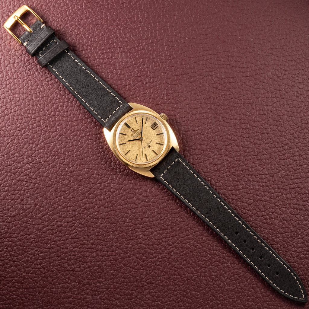 Omega Constellation C-Shape Automatic 18K Yellow Gold “OM Linen Dial” Ref. 168.017 from 1969