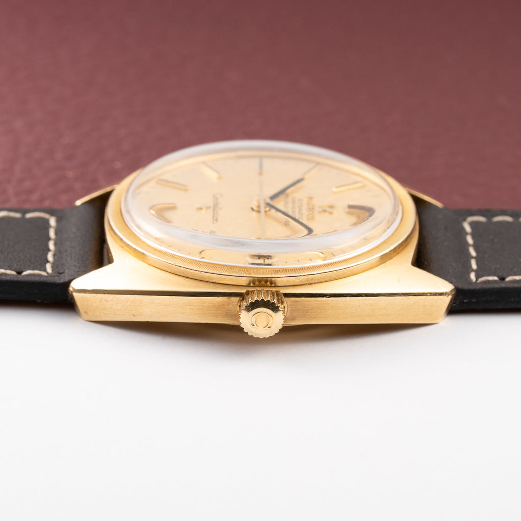 Omega Constellation C-Shape Automatic 18K Yellow Gold “OM Linen Dial” Ref. 168.017 from 1969