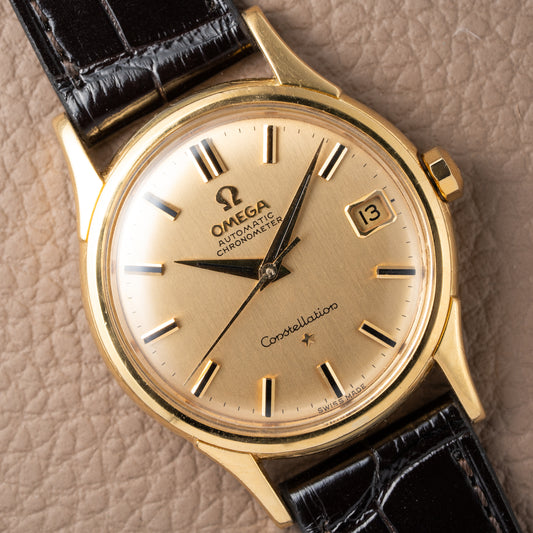 Omega Constellation DeLuxe Automatic Onyx Indices 18K Yellow Gold Ref. 14393 from 1959