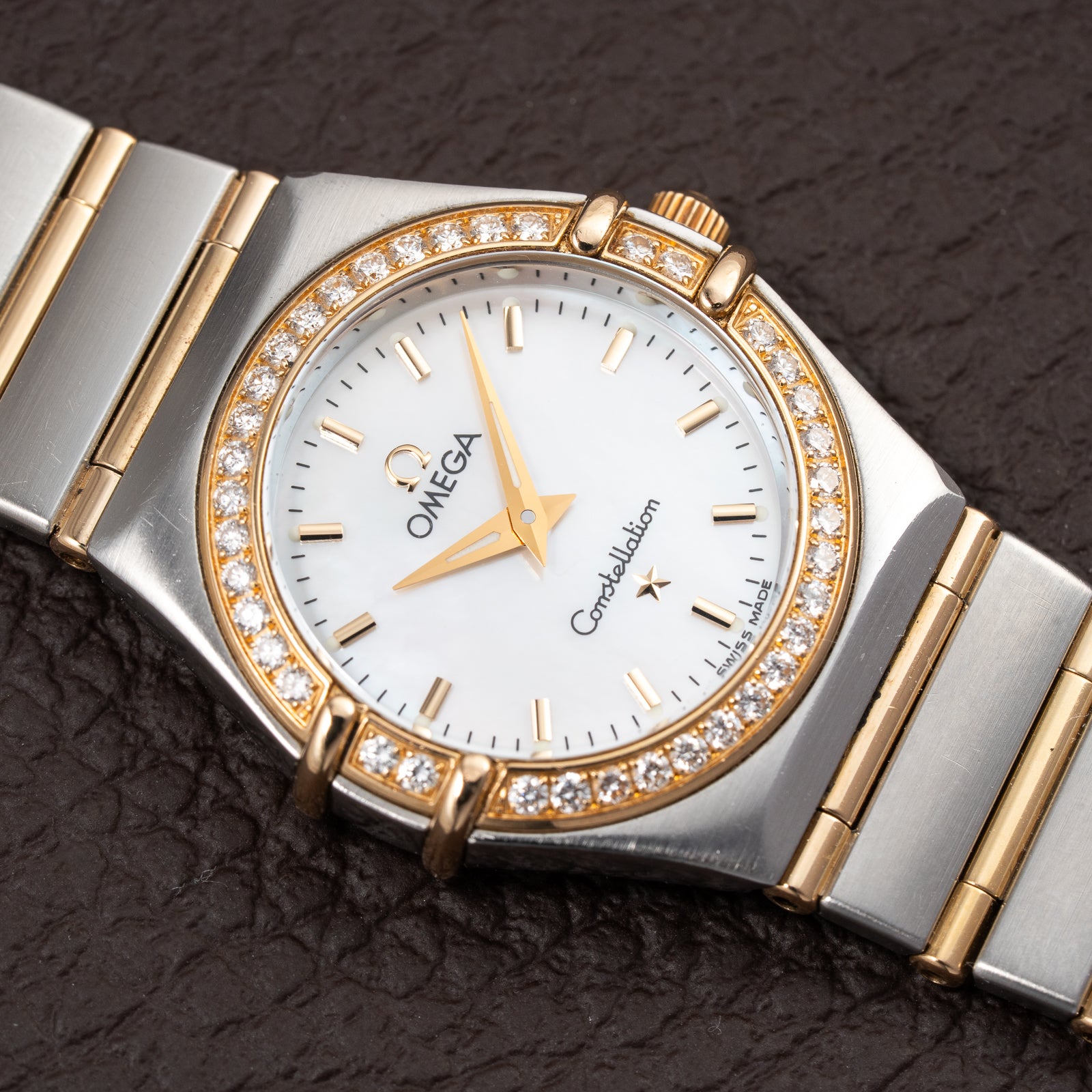 Omega Constellation Factory Diamond Set Gold & Steel Mother of Pearl Ref. 895.1201 from 1990s