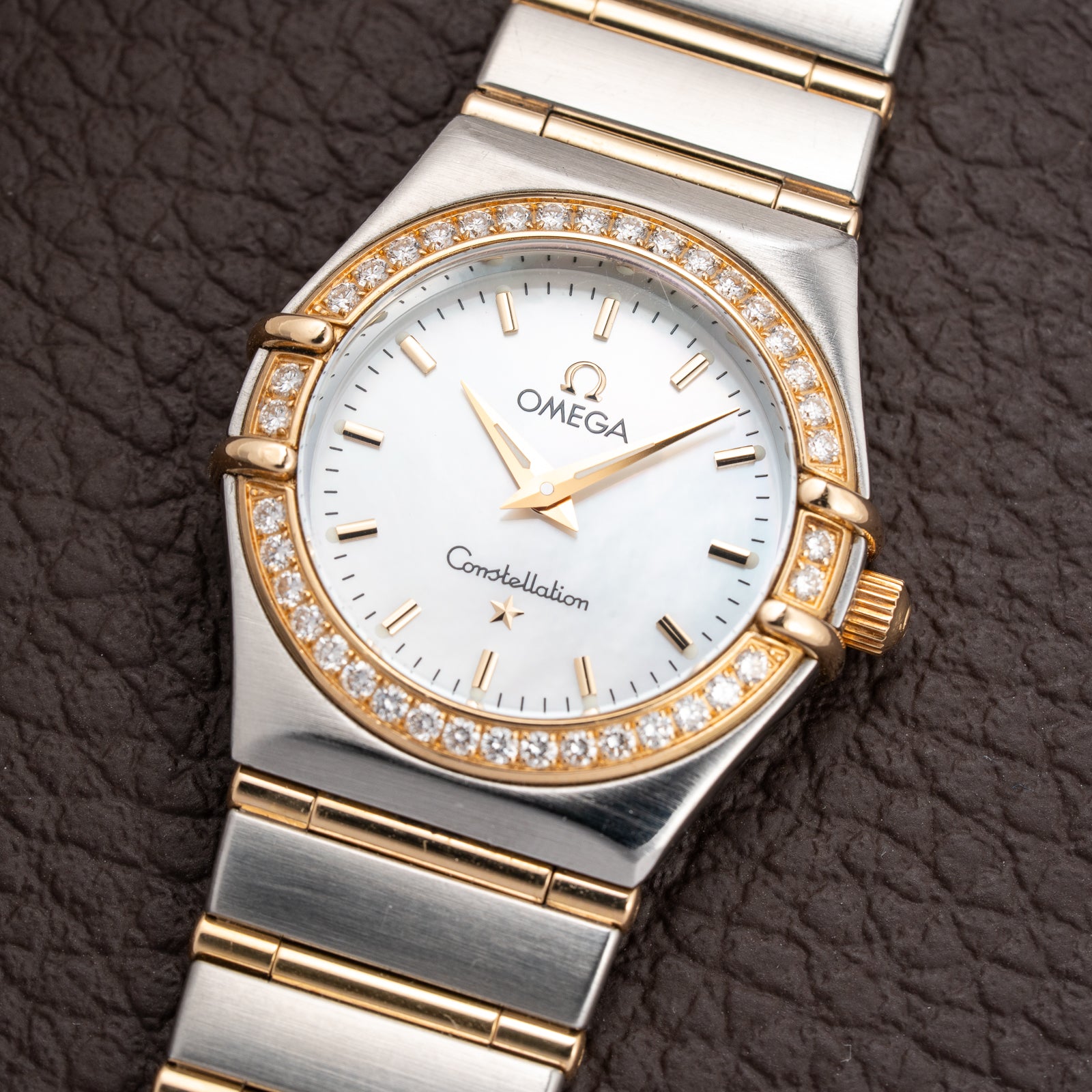 Omega Constellation Factory Diamond Set Gold & Steel Mother of Pearl Ref. 895.1201 from 1990s