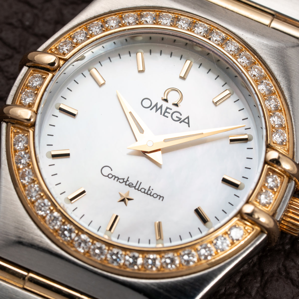 Omega Constellation Factory Diamond Set Gold & Steel Mother of Pearl Ref. 895.1201 from 1990s