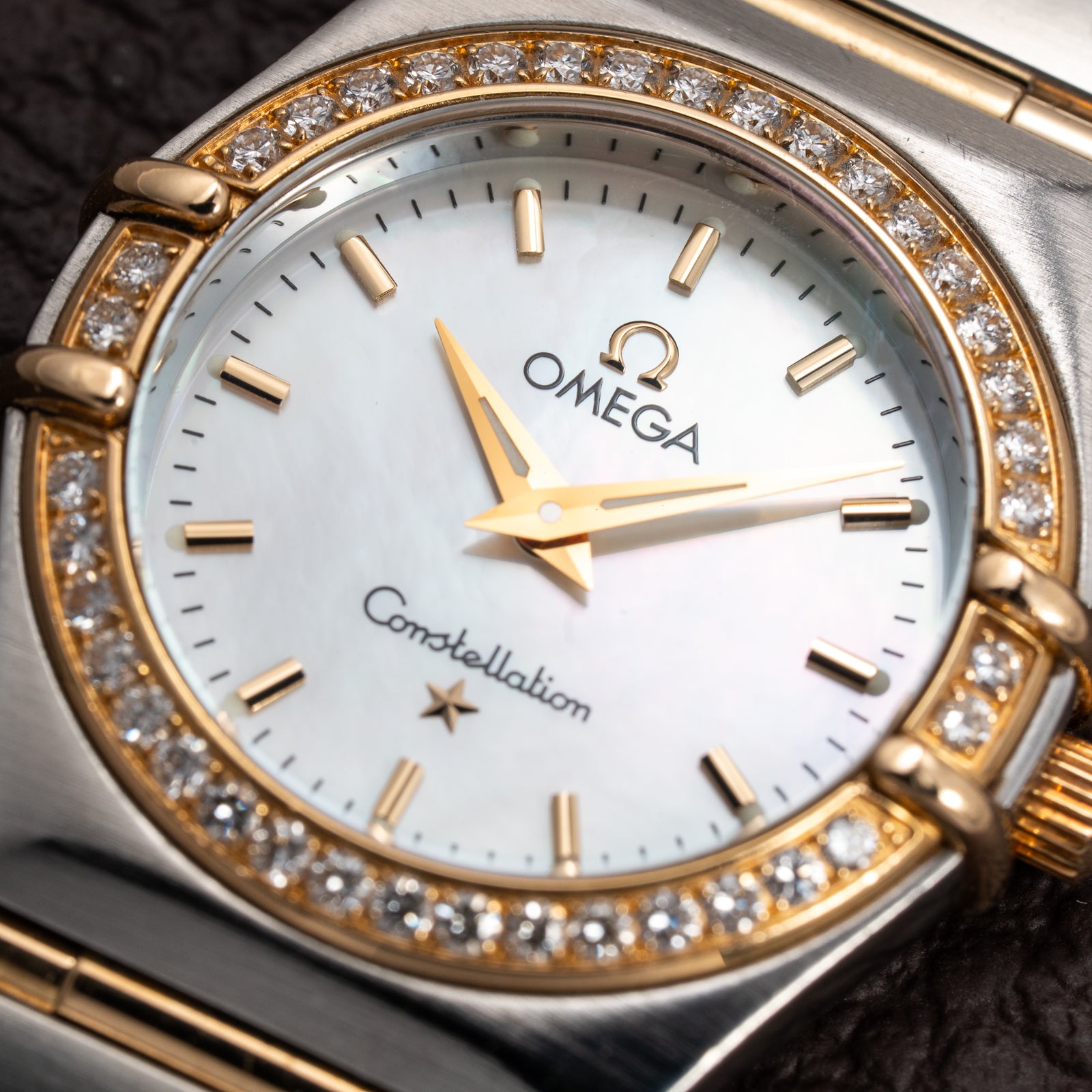 Omega Constellation Factory Diamond Set Gold & Steel Mother of Pearl Ref. 895.1201 from 1990s