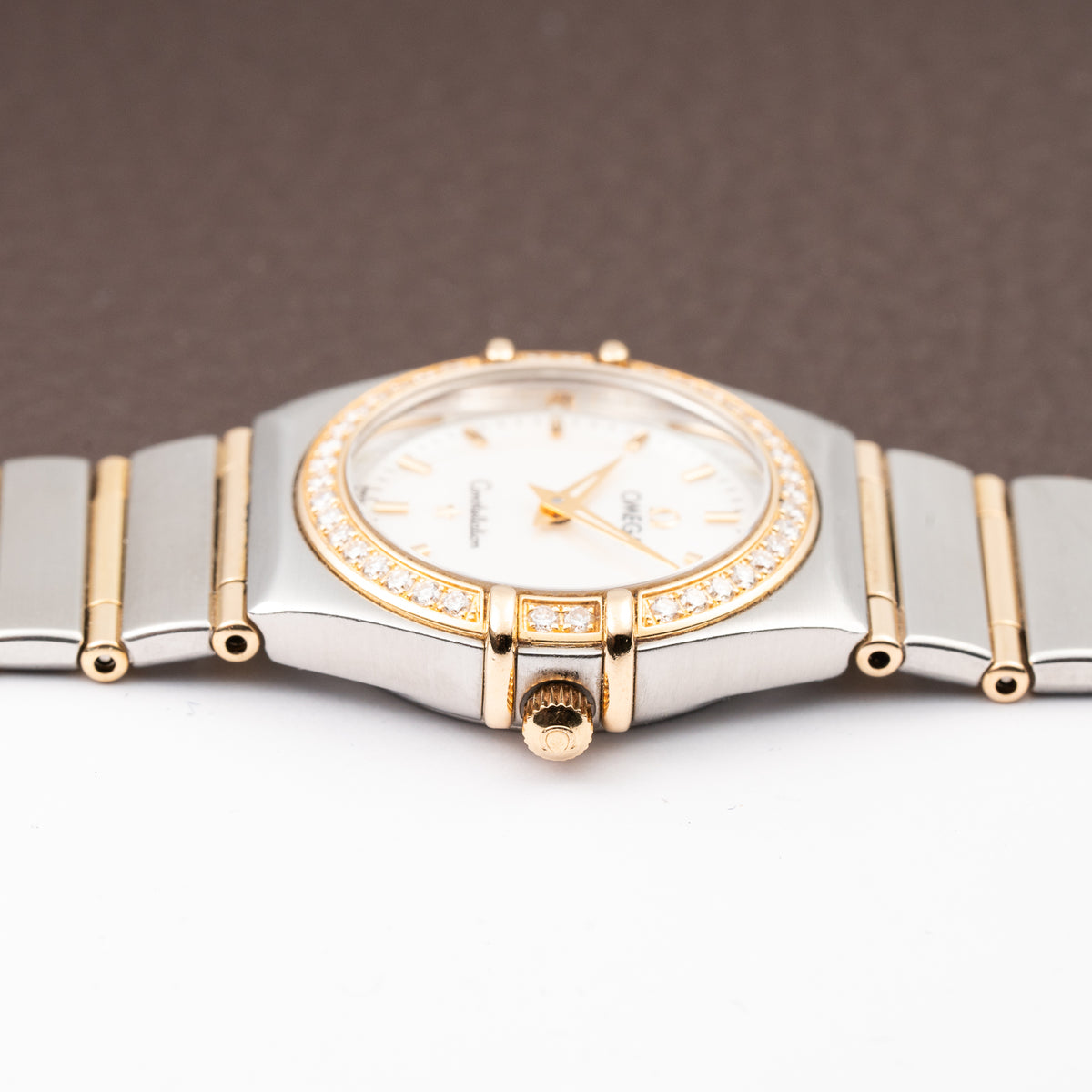Omega Constellation Factory Diamond Set Gold & Steel Mother of Pearl Ref. 895.1201 from 1990s