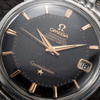 Omega Constellation Pie Pan Black Gilt Dial Dogleg Lugs Ref. 14902 From 1962