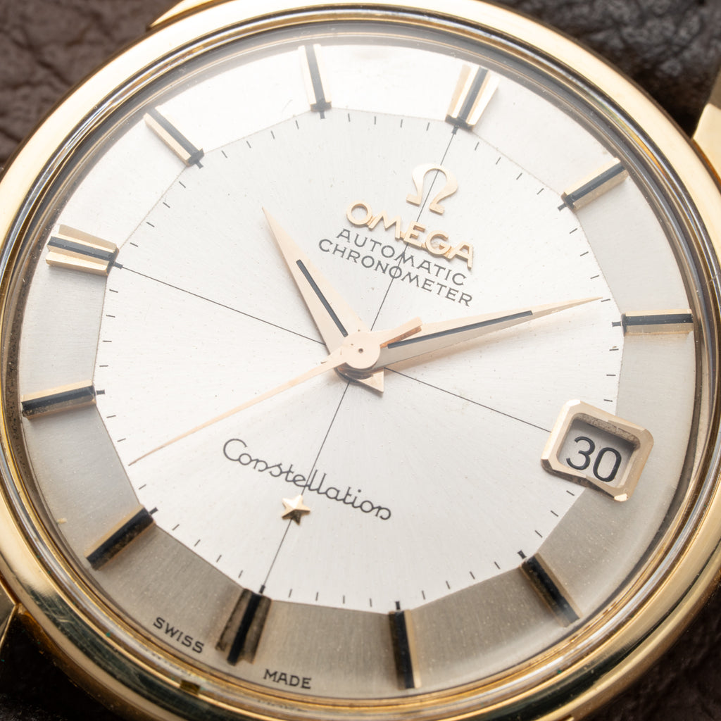 Omega Constellation Pie Pan Crosshair Dial Dog Leg 18K Gold Ref 168.005 from 1962