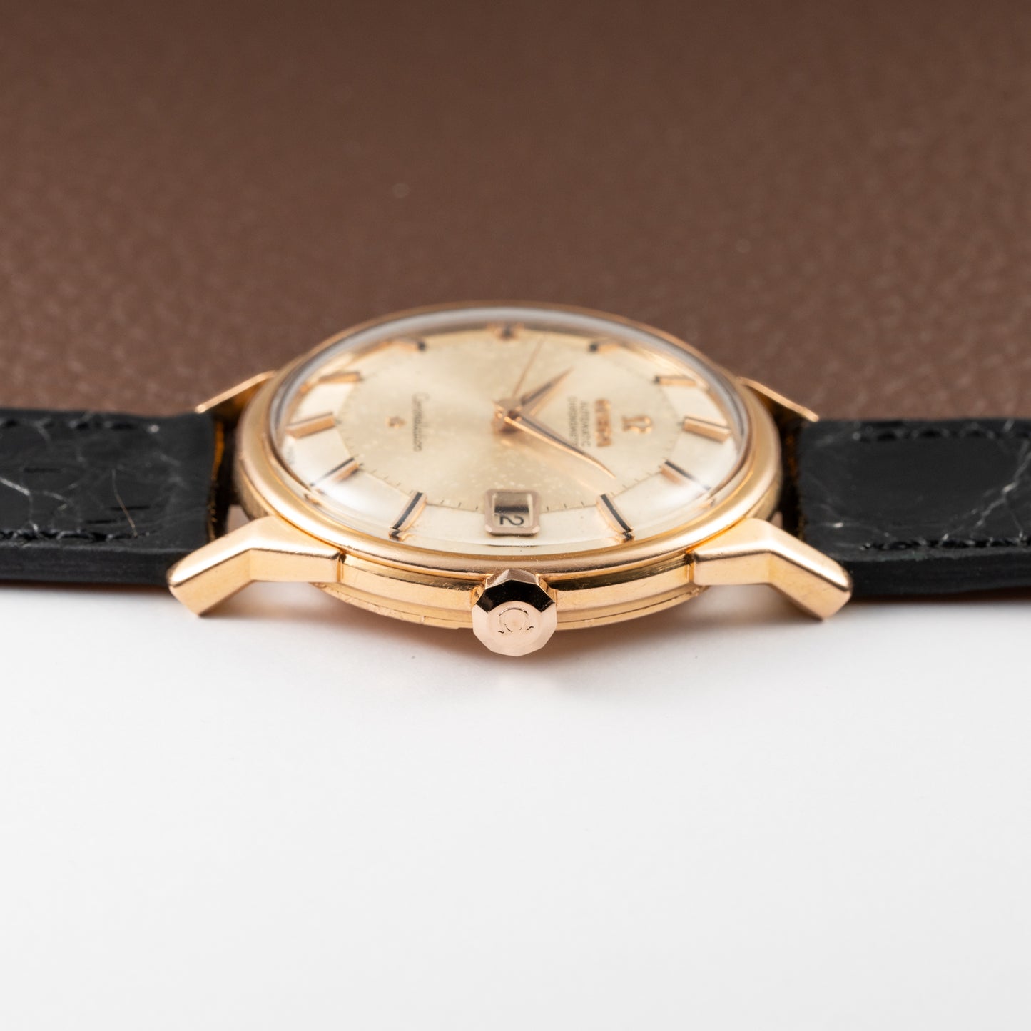 Omega Constellation Pie Pan Dog Leg French Case 18K Rosé Gold from 1962