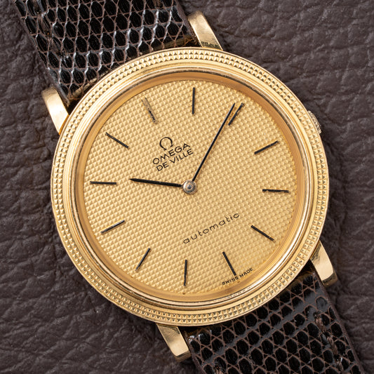 Omega De Ville Automatic “Clous de Paris” 18K Yellow Gold Ref. 151.012 from 1973