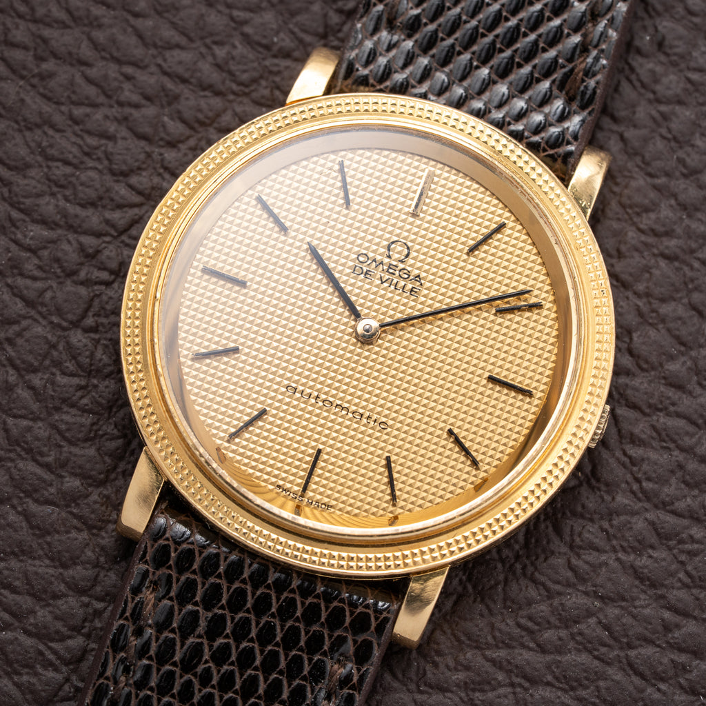 Omega De Ville Automatic “Clous de Paris” 18K Yellow Gold Ref. 151.012 from 1973