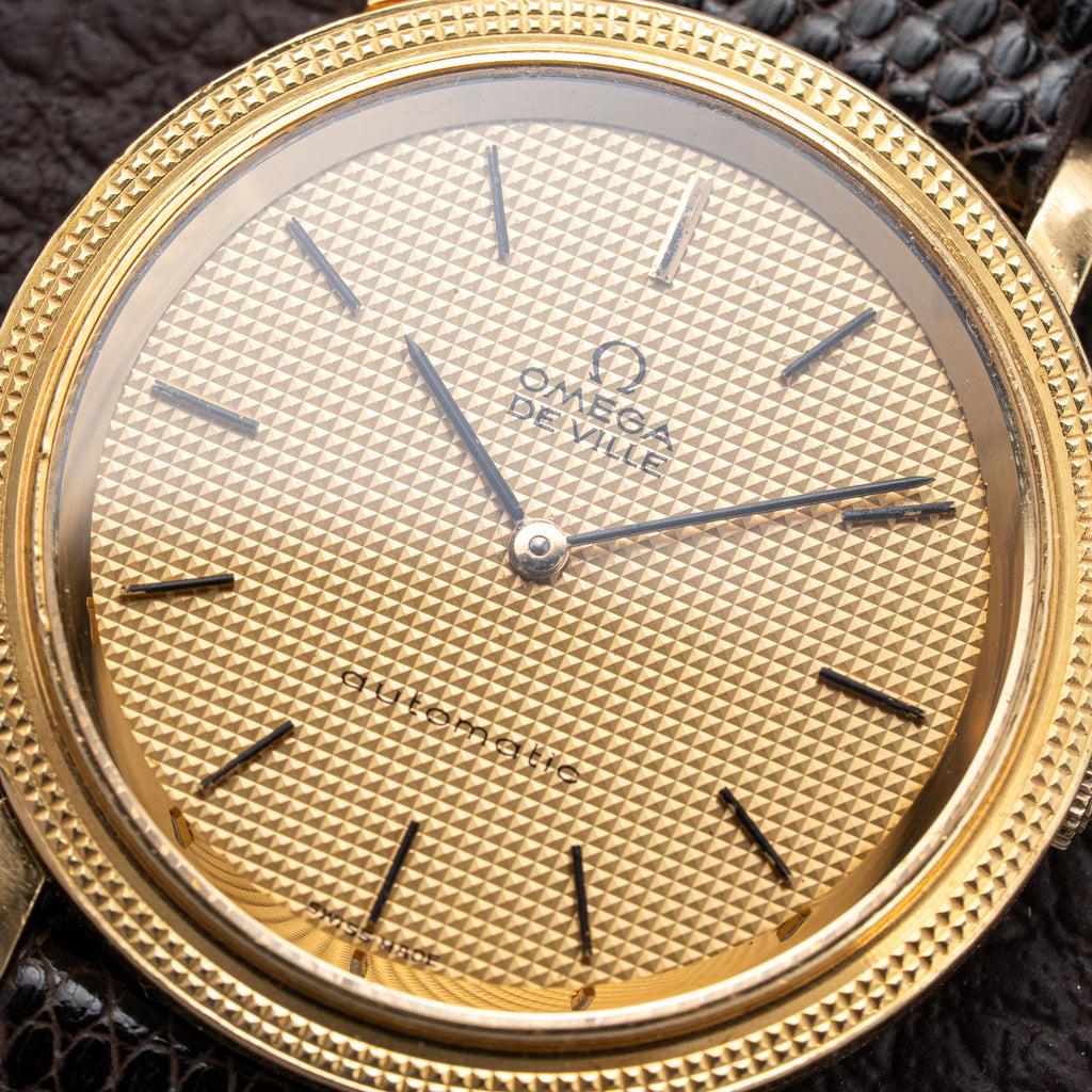 Omega De Ville Automatic “Clous de Paris” 18K Yellow Gold Ref. 151.012 from 1973