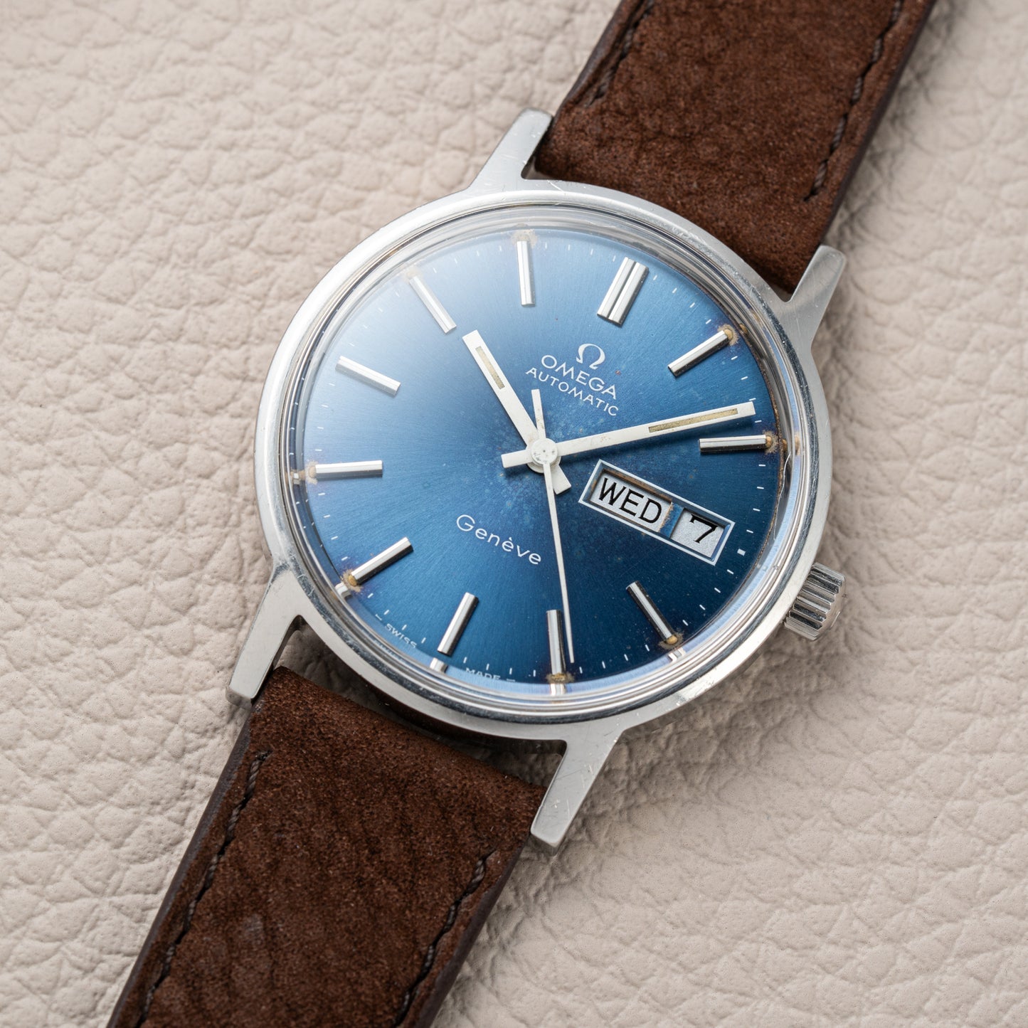 Omega Genève Day-Date Automatic Blue Dial Ref. 166.0117 from 1972