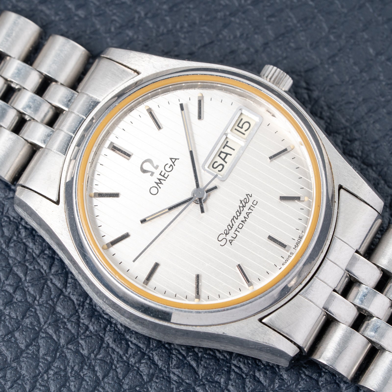 Omega Seamaster Automatic Day-Date Stripped Dial Jubilee Bracelet Ref. 166.0264 from 1980
