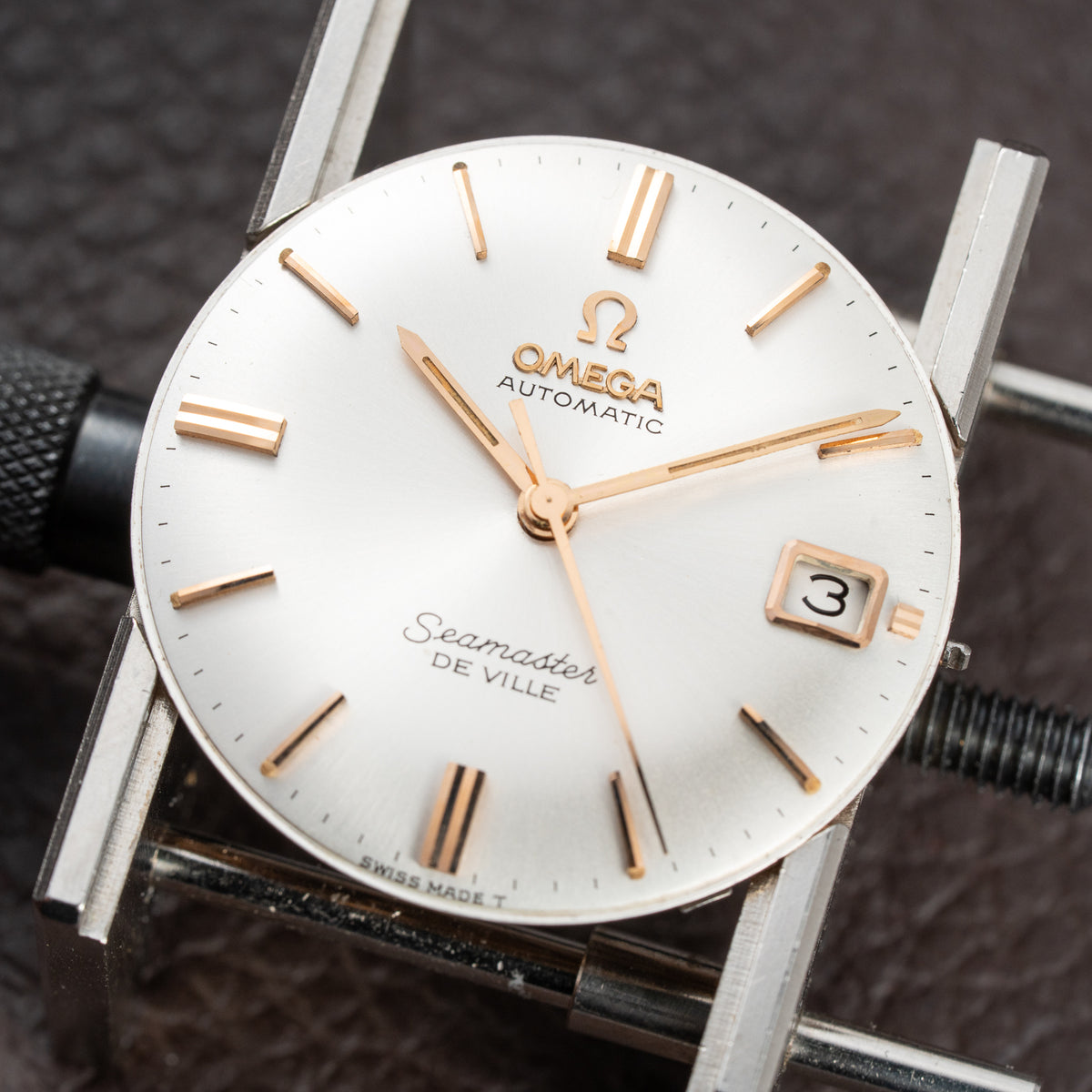 Omega Seamaster De Ville Automatic 18K Rosé Pink Gold French Case Ref. 166.020 Circa 1965