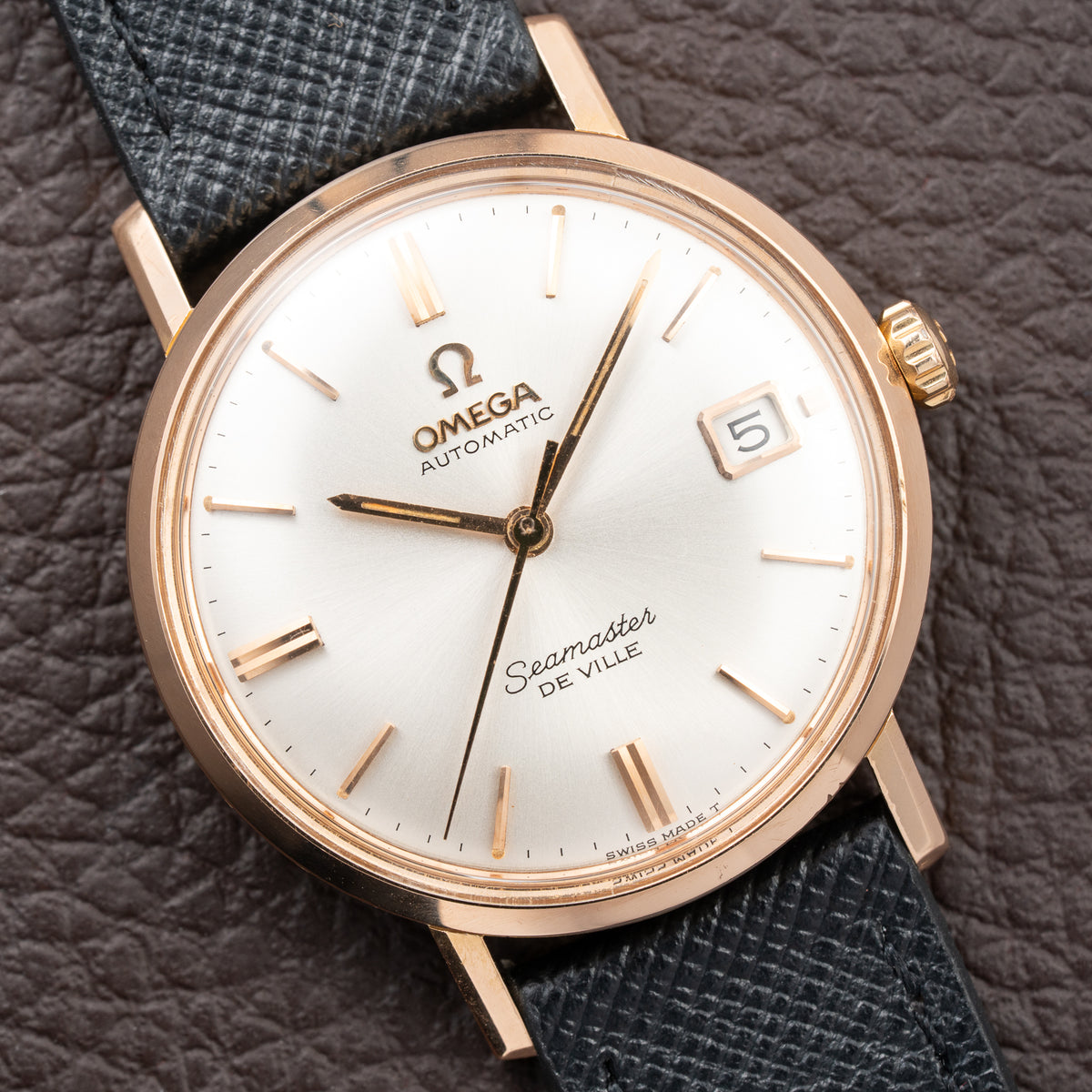 Omega Seamaster De Ville Automatic 18K Rosé Pink Gold French Case Ref. 166.020 Circa 1965