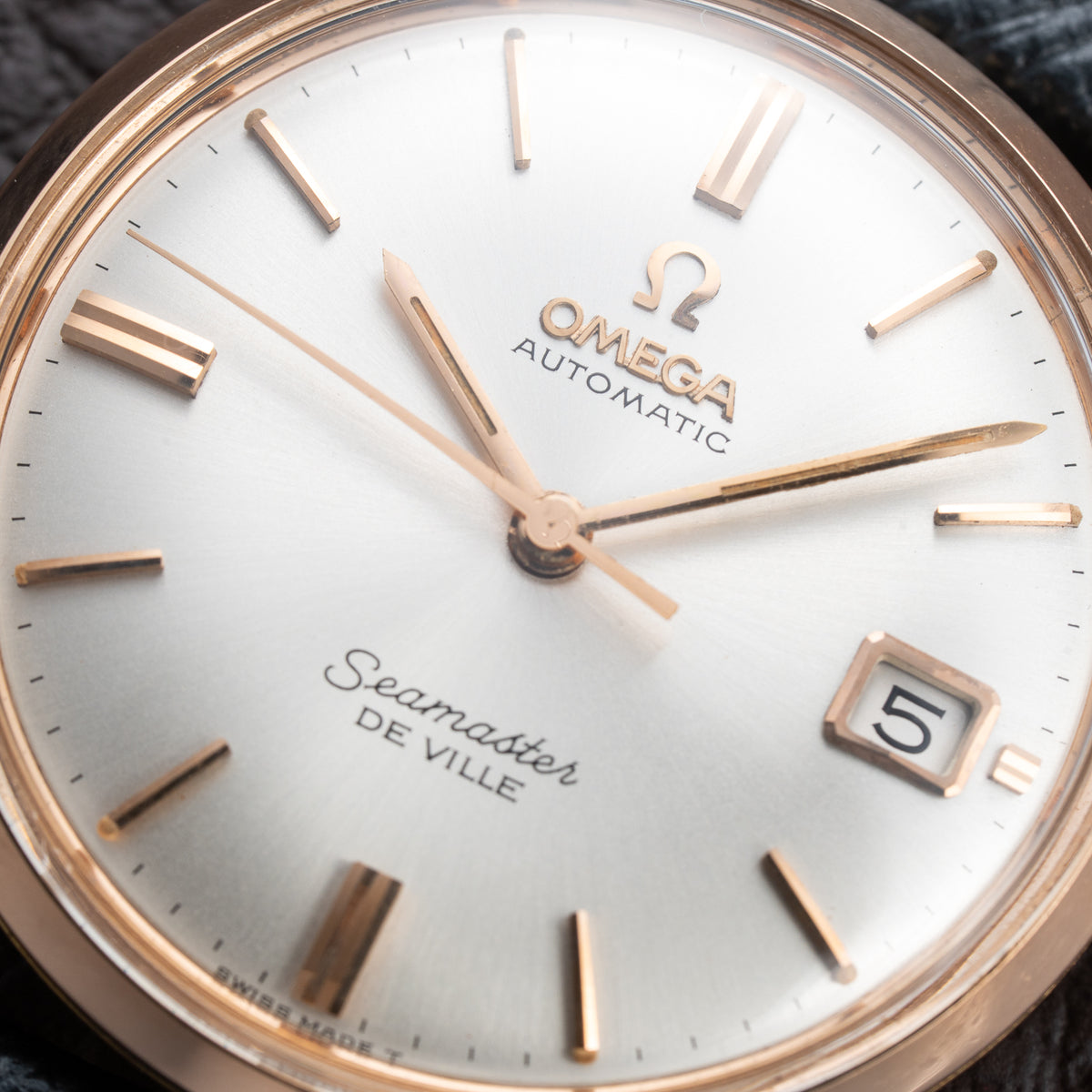 Omega Seamaster De Ville Automatic 18K Rosé Pink Gold French Case Ref. 166.020 Circa 1965