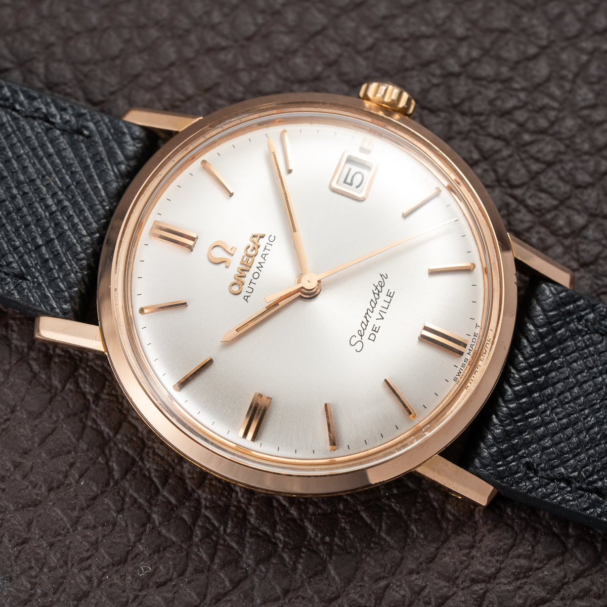 Omega Seamaster De Ville Automatic 18K Rosé Pink Gold French Case Ref. 166.020 Circa 1965