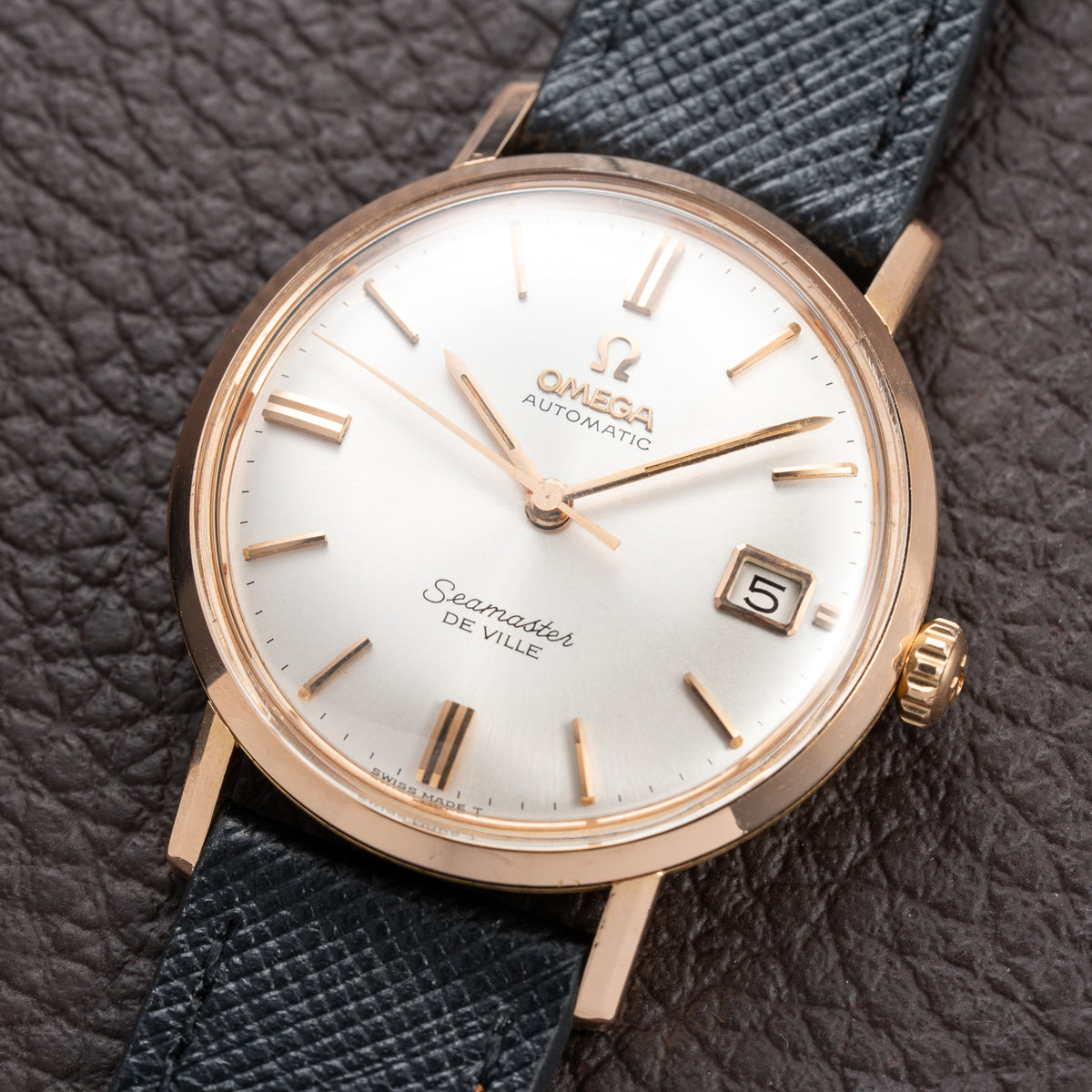 Omega Seamaster De Ville Automatic 18K Rosé Pink Gold French Case Ref. 166.020 Circa 1965