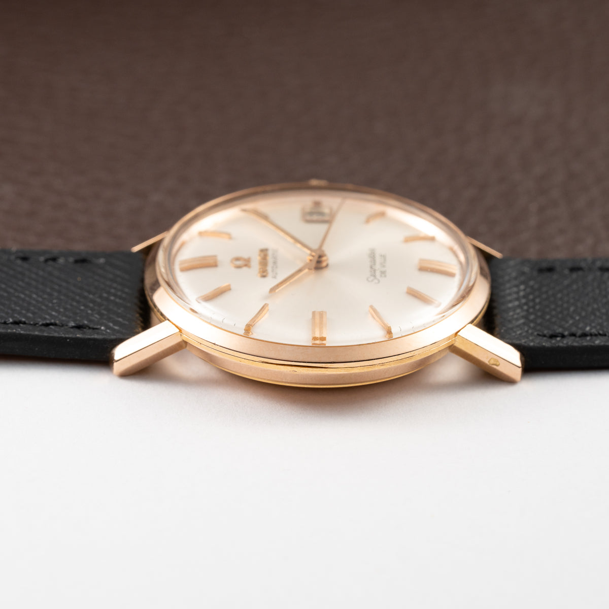 Omega Seamaster De Ville Automatic 18K Rosé Pink Gold French Case Ref. 166.020 Circa 1965
