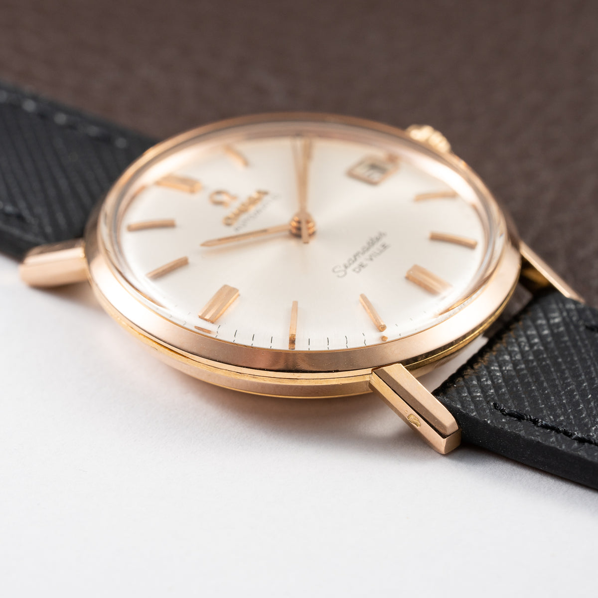Omega Seamaster De Ville Automatic 18K Rosé Pink Gold French Case Ref. 166.020 Circa 1965