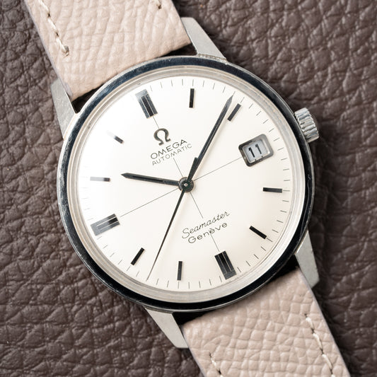 Omega Seamaster Geneve Rare Double-Signed Crosshair Dial Ref. 166.002 from 1968