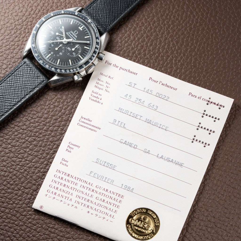 Omega Speedmaster Professional  Long S and R Moonwatch Ref 145.022 with papers from 1984