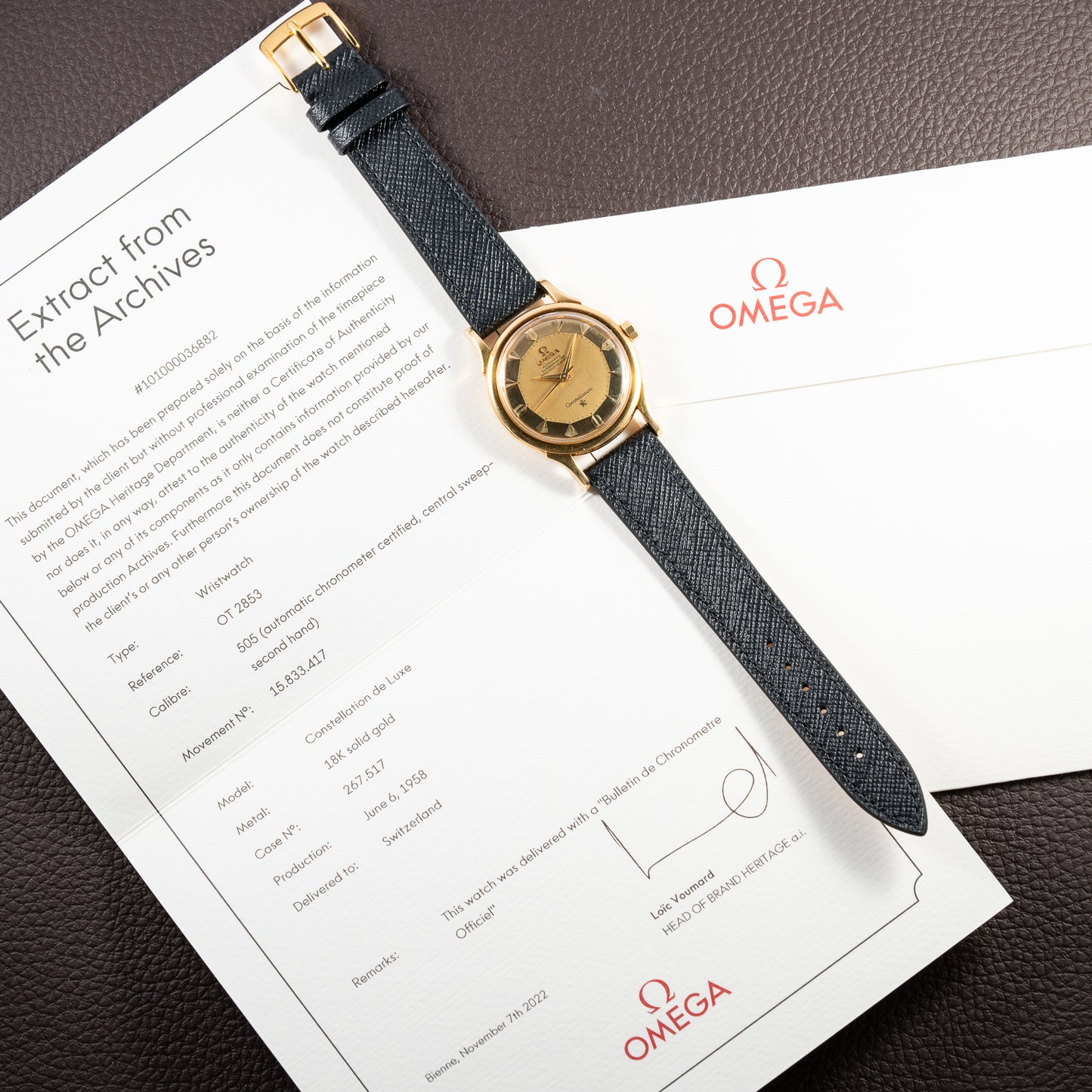 Omega Constellation DeLuxe PiePan Arrow Head 18K Yellow Gold Ref 2852 from 1958