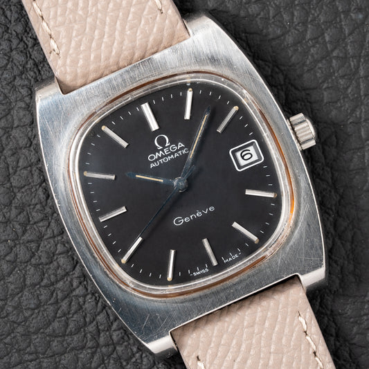 Omega Genève Matt Black Dial TV Jumbo from 1973 Ref. 166.0190
