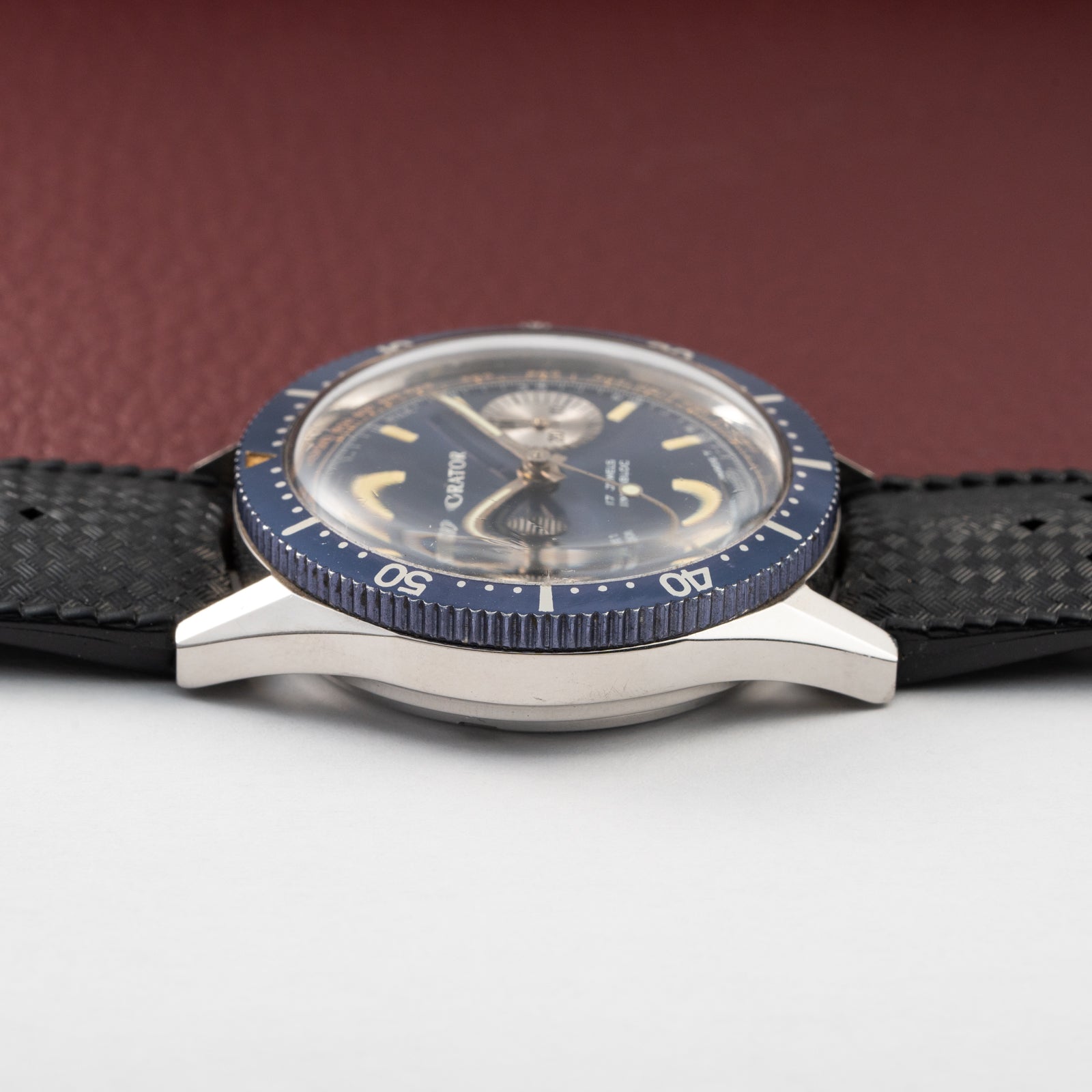 Orator Aqua Long Scuba Diver Chronograph Blue 20 ATM Ref 2501 from 1960s